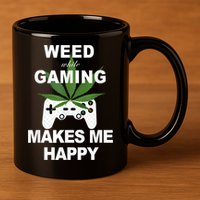 Weed While Gaming Cool Weed Lover Gamer 11oz C Handle Ceramic Mug