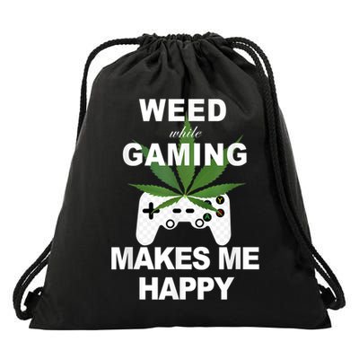 Weed While Gaming Cool Weed Lover Gamer Drawstring Bag