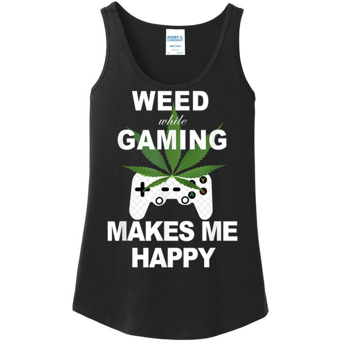 Weed While Gaming Cool Weed Lover Gamer Ladies Essential Tank