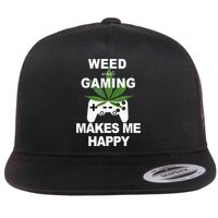 Weed While Gaming Cool Weed Lover Gamer Flat Bill Trucker Hat