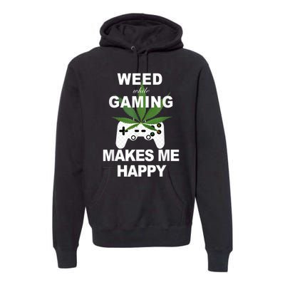 Weed While Gaming Cool Weed Lover Gamer Premium Hoodie