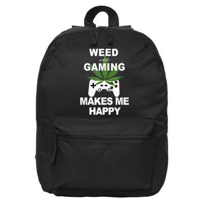 Weed While Gaming Cool Weed Lover Gamer 16 in Basic Backpack