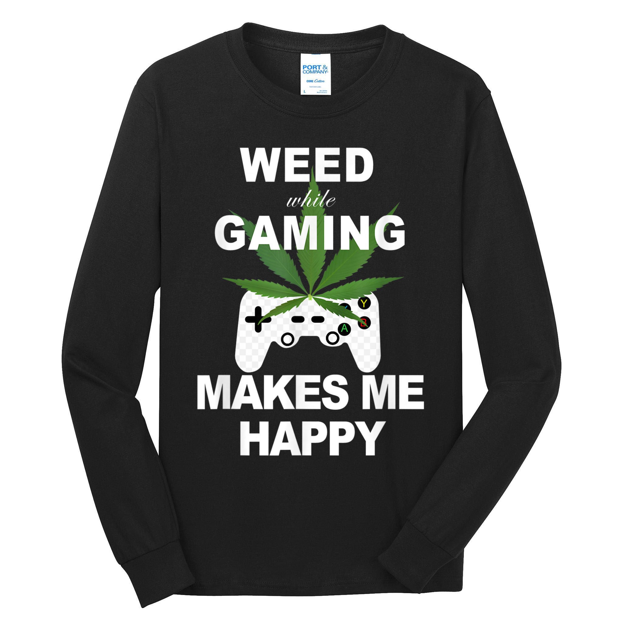 Weed While Gaming Cool Weed Lover Gamer Tall Long Sleeve T-Shirt