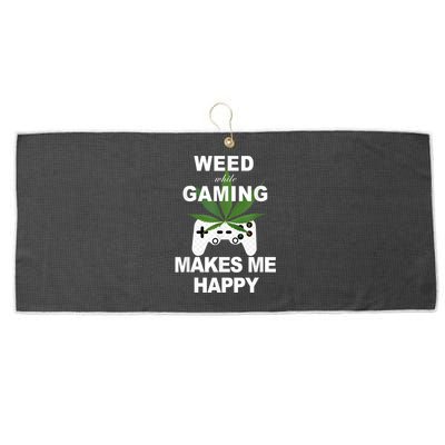 Weed While Gaming Cool Weed Lover Gamer Large Microfiber Waffle Golf Towel