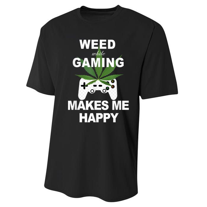 Weed While Gaming Cool Weed Lover Gamer Performance Sprint T-Shirt