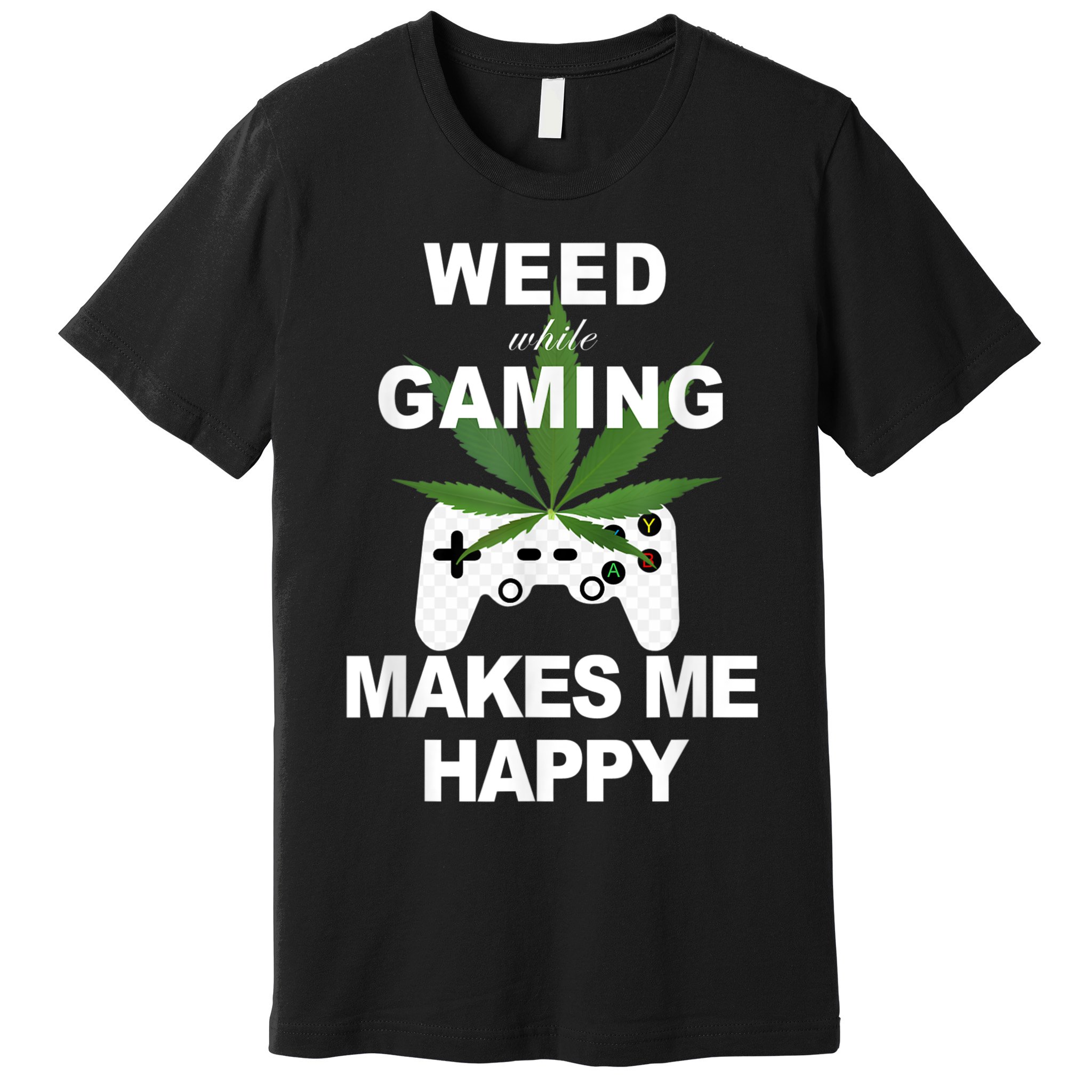 Weed While Gaming Cool Weed Lover Gamer Premium T-Shirt