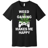 Weed While Gaming Cool Weed Lover Gamer Premium T-Shirt