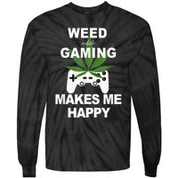 Weed While Gaming Cool Weed Lover Gamer Tie-Dye Long Sleeve Shirt