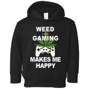 Weed While Gaming Cool Weed Lover Gamer Toddler Hoodie