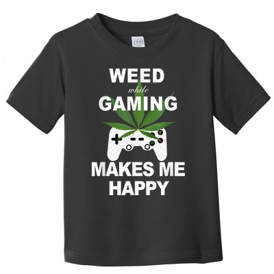 Weed While Gaming Cool Weed Lover Gamer Toddler T-Shirt