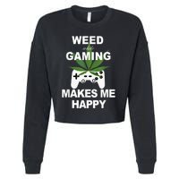 Weed While Gaming Cool Weed Lover Gamer Cropped Pullover Crew