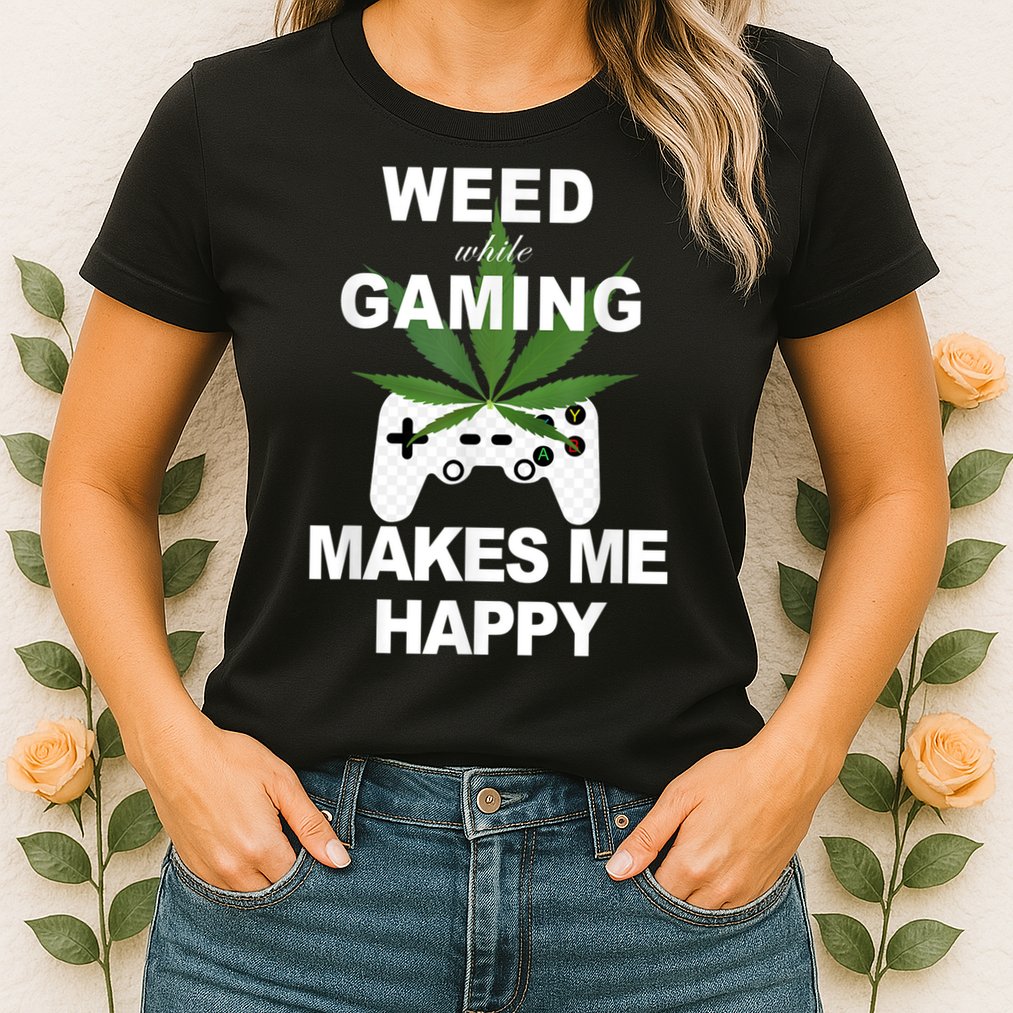 Weed While Gaming Cool Weed Lover Gamer Womens T-Shirt