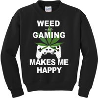 Weed While Gaming Cool Weed Lover Gamer Kids Sweatshirt