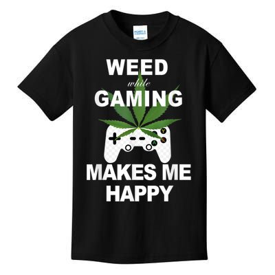 Weed While Gaming Cool Weed Lover Gamer Kids T-Shirt