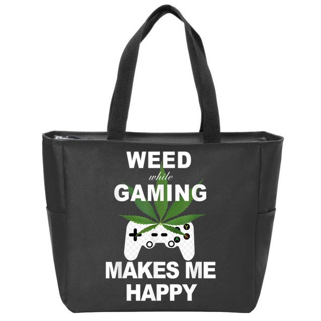 Weed While Gaming Cool Weed Lover Gamer Zip Tote Bag