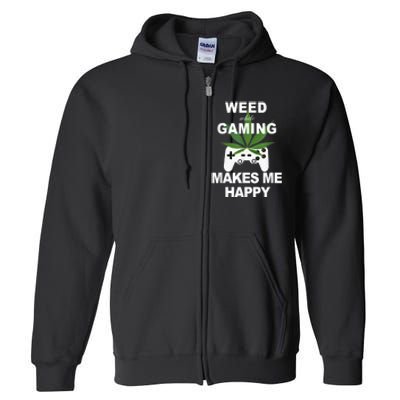 Weed While Gaming Cool Weed Lover Gamer Full Zip Hoodie