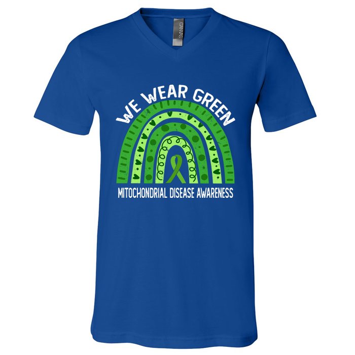 We Wear Green For Mitochondrial Disease Awareness Cool Gift V-Neck T-Shirt