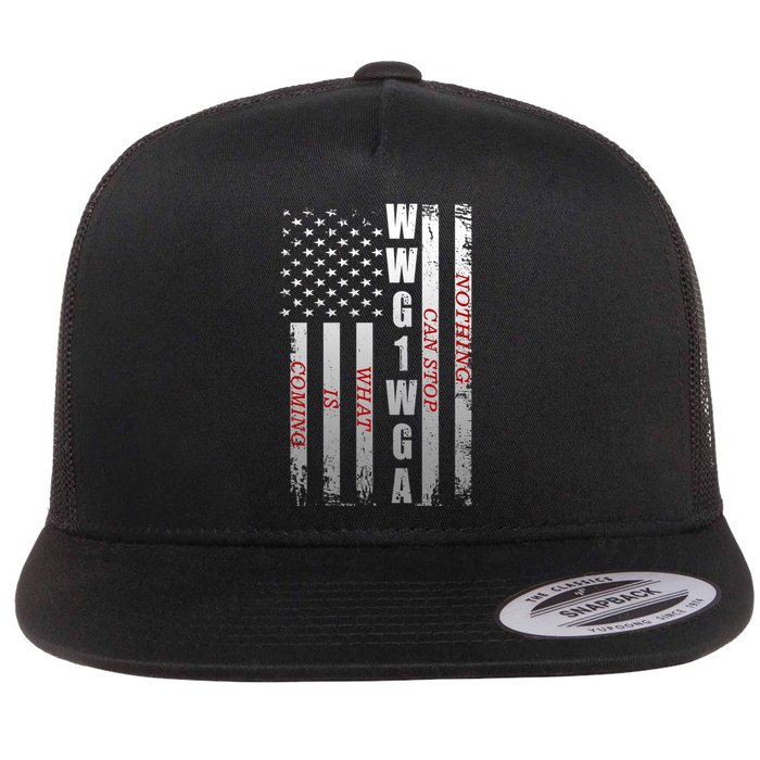 WWG1WGA Nothing Can Stop What Is Coming Flat Bill Trucker Hat