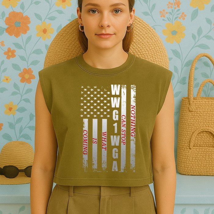 WWG1WGA Nothing Can Stop What Is Coming Garment-Dyed Women's Muscle Tee