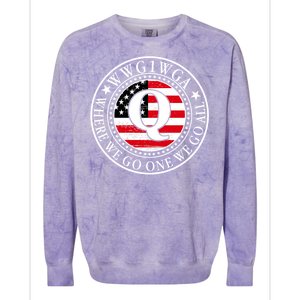 WWG1WGA Qanon Flag Emblem Colorblast Crewneck Sweatshirt