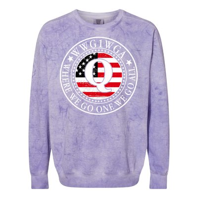 WWG1WGA Qanon Flag Emblem Colorblast Crewneck Sweatshirt