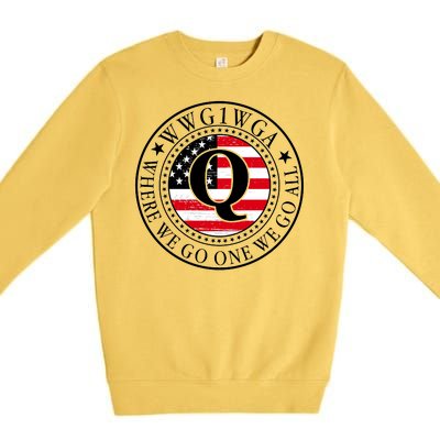 WWG1WGA Qanon Flag Emblem Premium Crewneck Sweatshirt