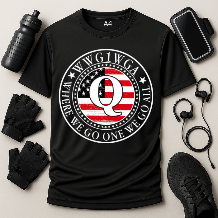 WWG1WGA Qanon Flag Emblem Cooling Performance Crew T-Shirt
