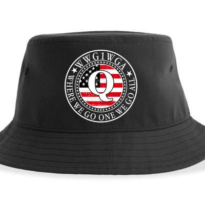 WWG1WGA Qanon Flag Emblem Sustainable Bucket Hat