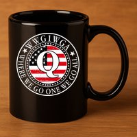 WWG1WGA Qanon Flag Emblem 11oz C Handle Ceramic Mug