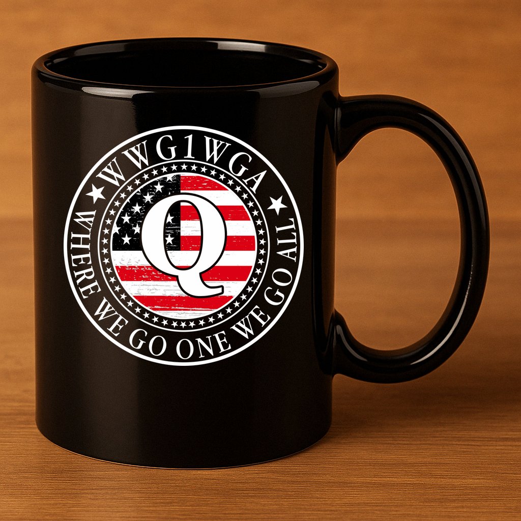 WWG1WGA Qanon Flag Emblem 11oz C Handle Ceramic Mug