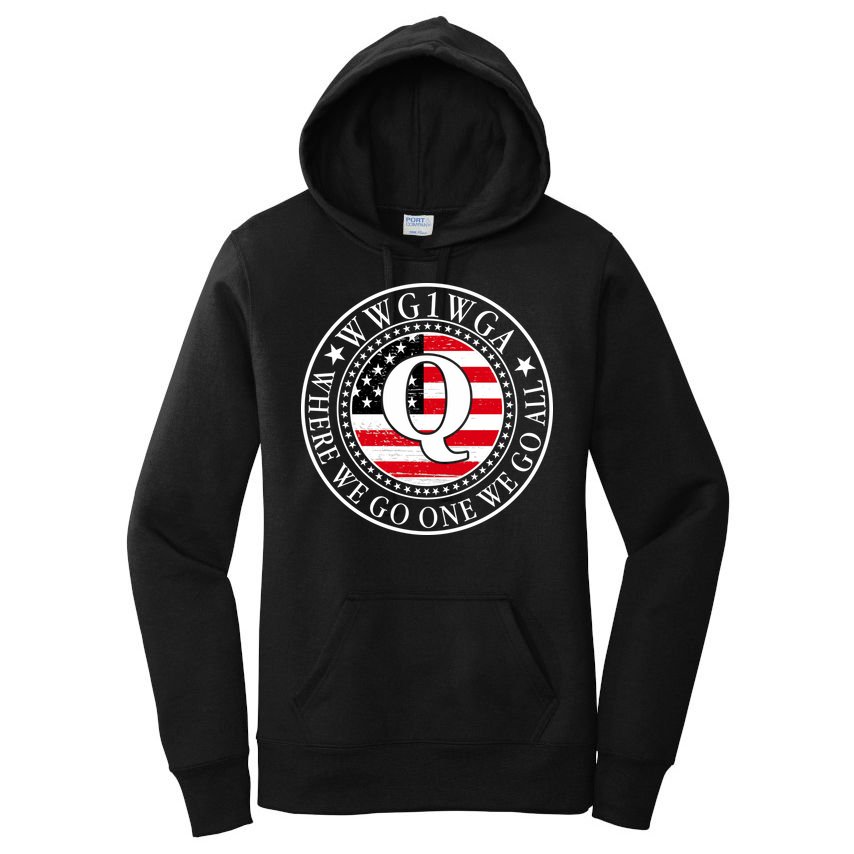 WWG1WGA Qanon Flag Emblem Women's Pullover Hoodie