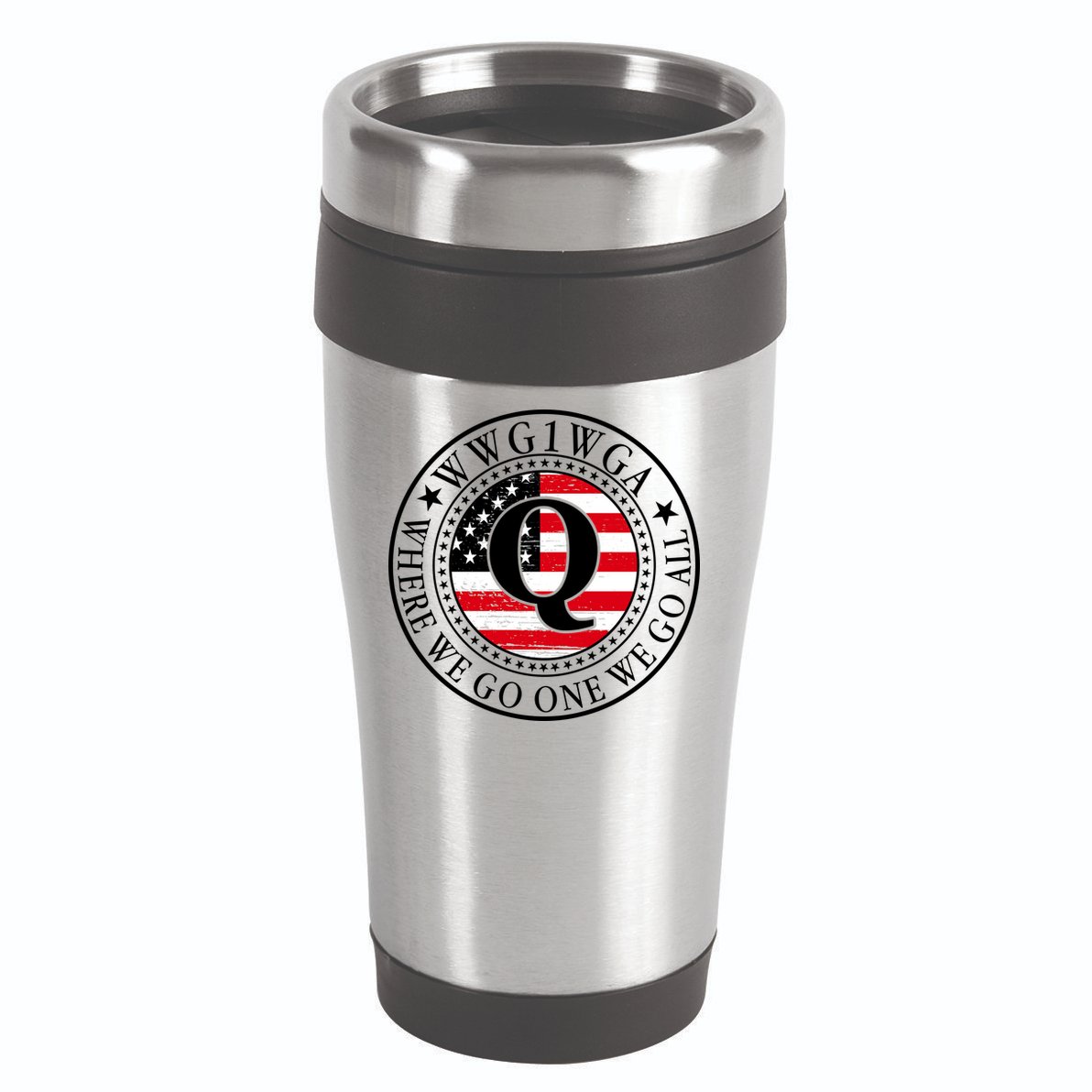 WWG1WGA Qanon Flag Emblem 16oz Travel Tumbler