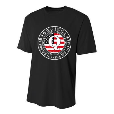WWG1WGA Qanon Flag Emblem Youth Performance Sprint T-Shirt