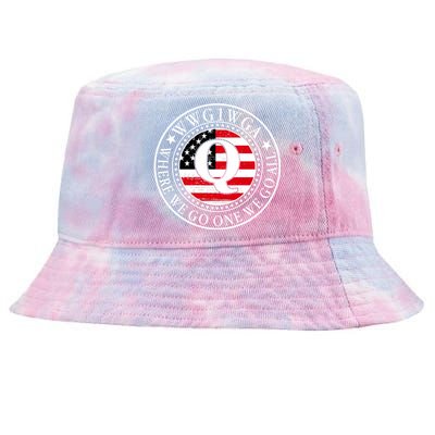 WWG1WGA Qanon Flag Emblem Tie-Dyed Bucket Hat