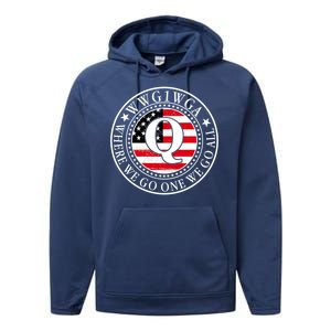 WWG1WGA Qanon Flag Emblem Performance Fleece Hoodie