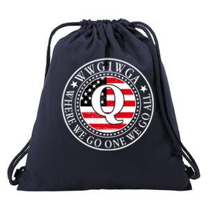 WWG1WGA Qanon Flag Emblem Drawstring Bag