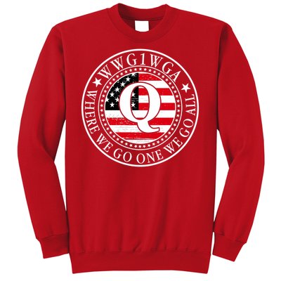 WWG1WGA Qanon Flag Emblem Sweatshirt