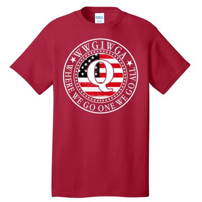 WWG1WGA Qanon Flag Emblem Tall T-Shirt