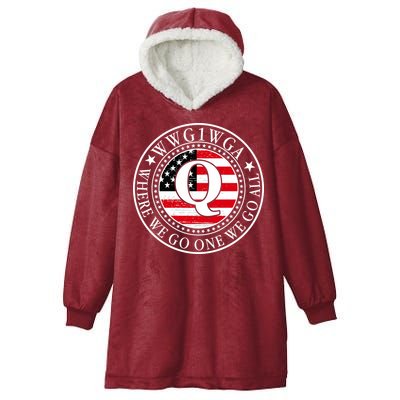 WWG1WGA Qanon Flag Emblem Hooded Wearable Blanket