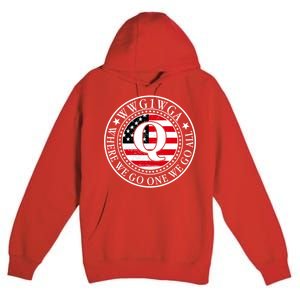 WWG1WGA Qanon Flag Emblem Premium Pullover Hoodie