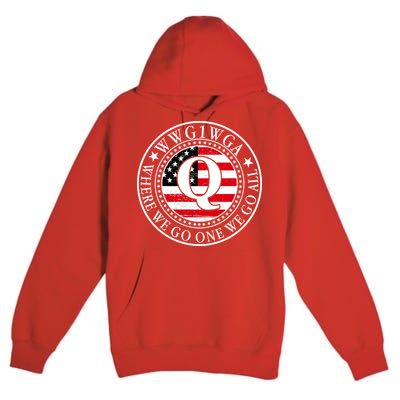 WWG1WGA Qanon Flag Emblem Premium Pullover Hoodie