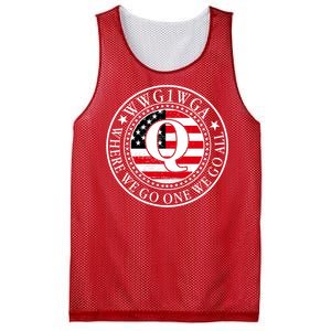 WWG1WGA Qanon Flag Emblem Mesh Reversible Basketball Jersey Tank