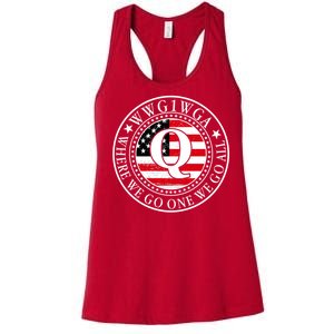 WWG1WGA Qanon Flag Emblem Women's Racerback Tank