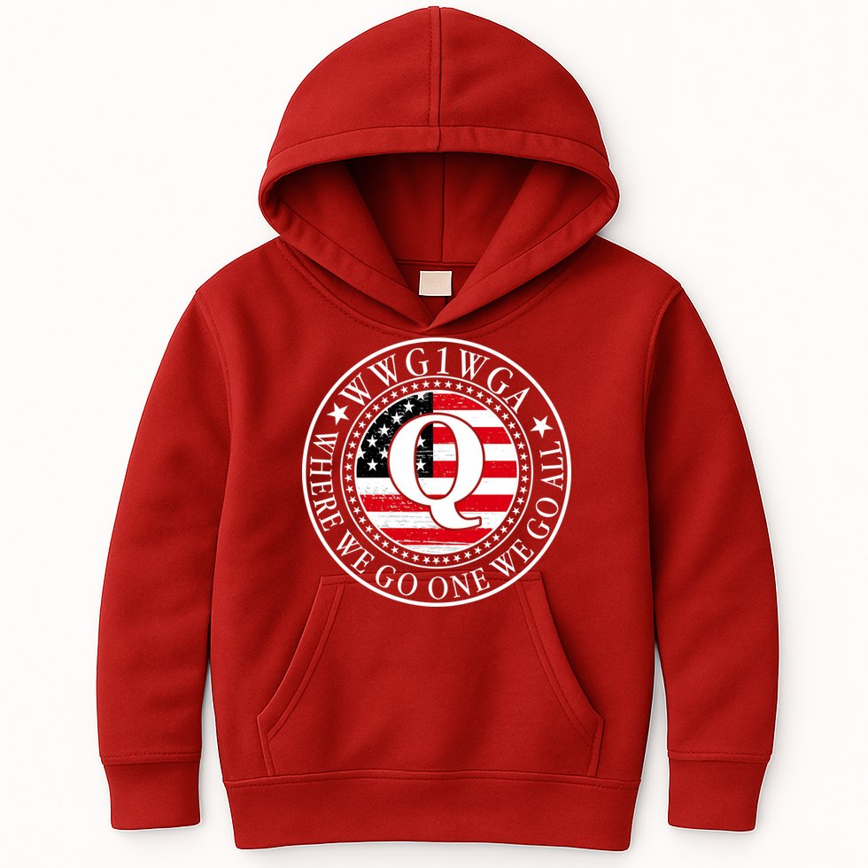WWG1WGA Qanon Flag Emblem Kids Hoodie