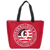 WWG1WGA Qanon Flag Emblem Zip Tote Bag