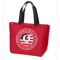 WWG1WGA Qanon Flag Emblem Zip Tote Bag