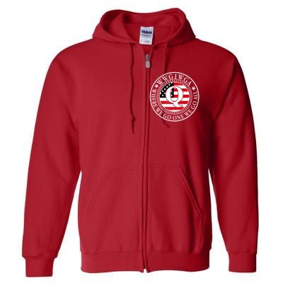 WWG1WGA Qanon Flag Emblem Full Zip Hoodie