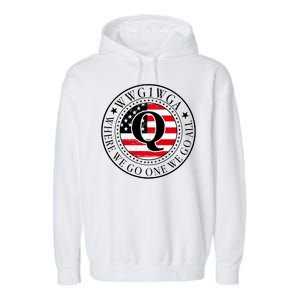 WWG1WGA Qanon Flag Emblem Garment-Dyed Fleece Hoodie