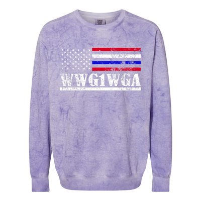 WWG1WGA Qanon Political Conspiracy Colorblast Crewneck Sweatshirt