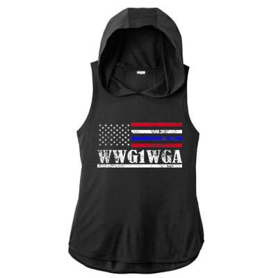 WWG1WGA Qanon Political Conspiracy Ladies PosiCharge Tri-Blend Wicking Draft Hoodie Tank